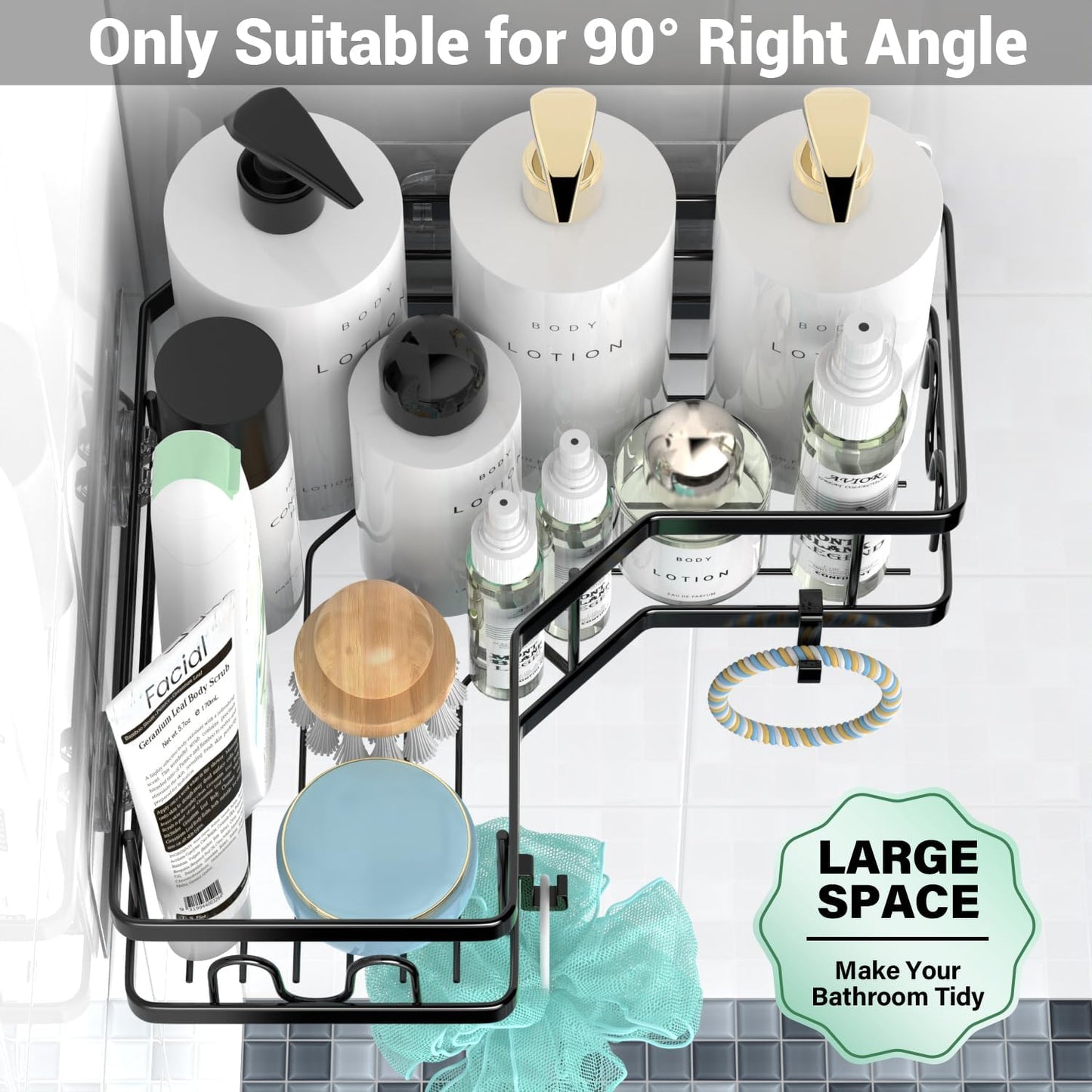 Corner Shower Caddy Bathroom Organizer Adhesive Shower Rack Bathtub Shelves - 3Pack No Drilling Shower Shelf - Rustproof Bath Tub Organizer