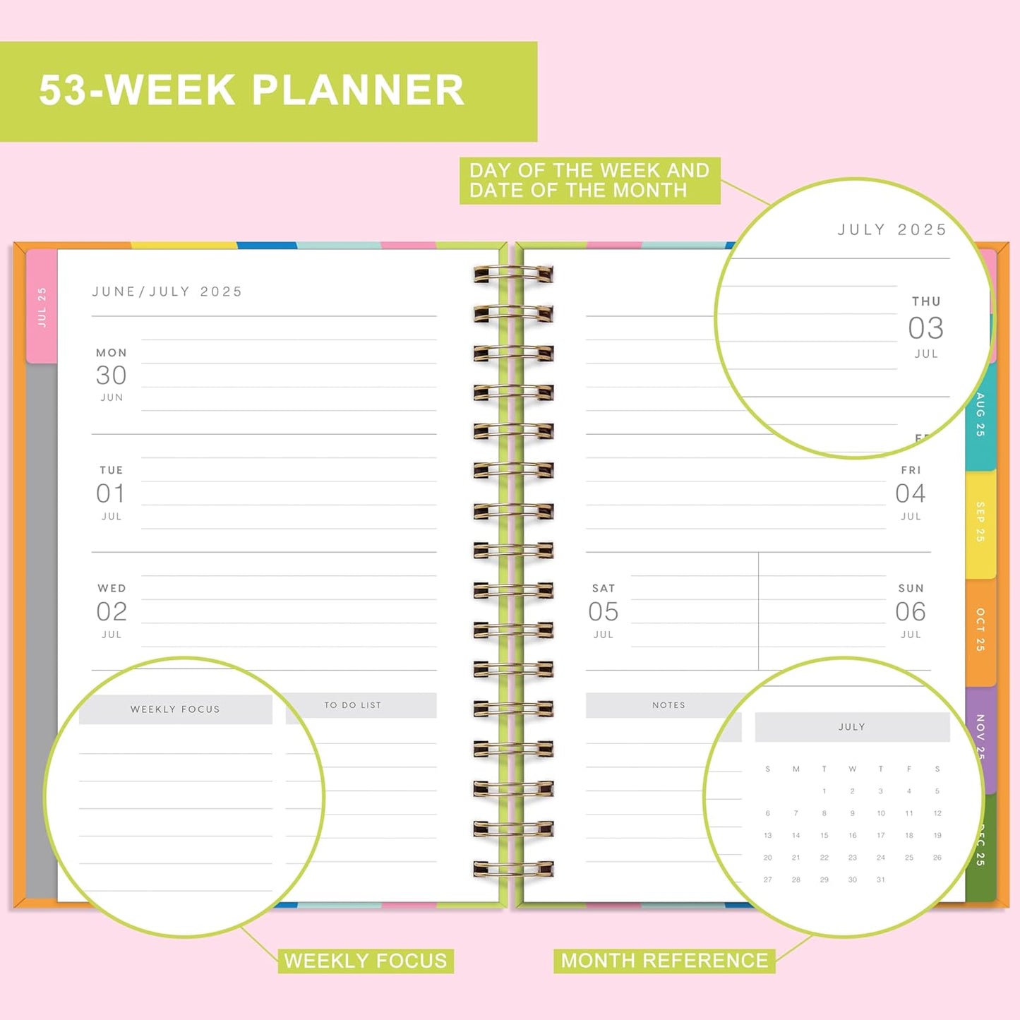 And Per Se Student Planner 2025-2026, Academic Planner July 2025 - June 2026, 8.5" × 6.2", Weekly & Monthly Lesson Plan for Students with Colorful Tabs & Stickers (Joyful Wave)