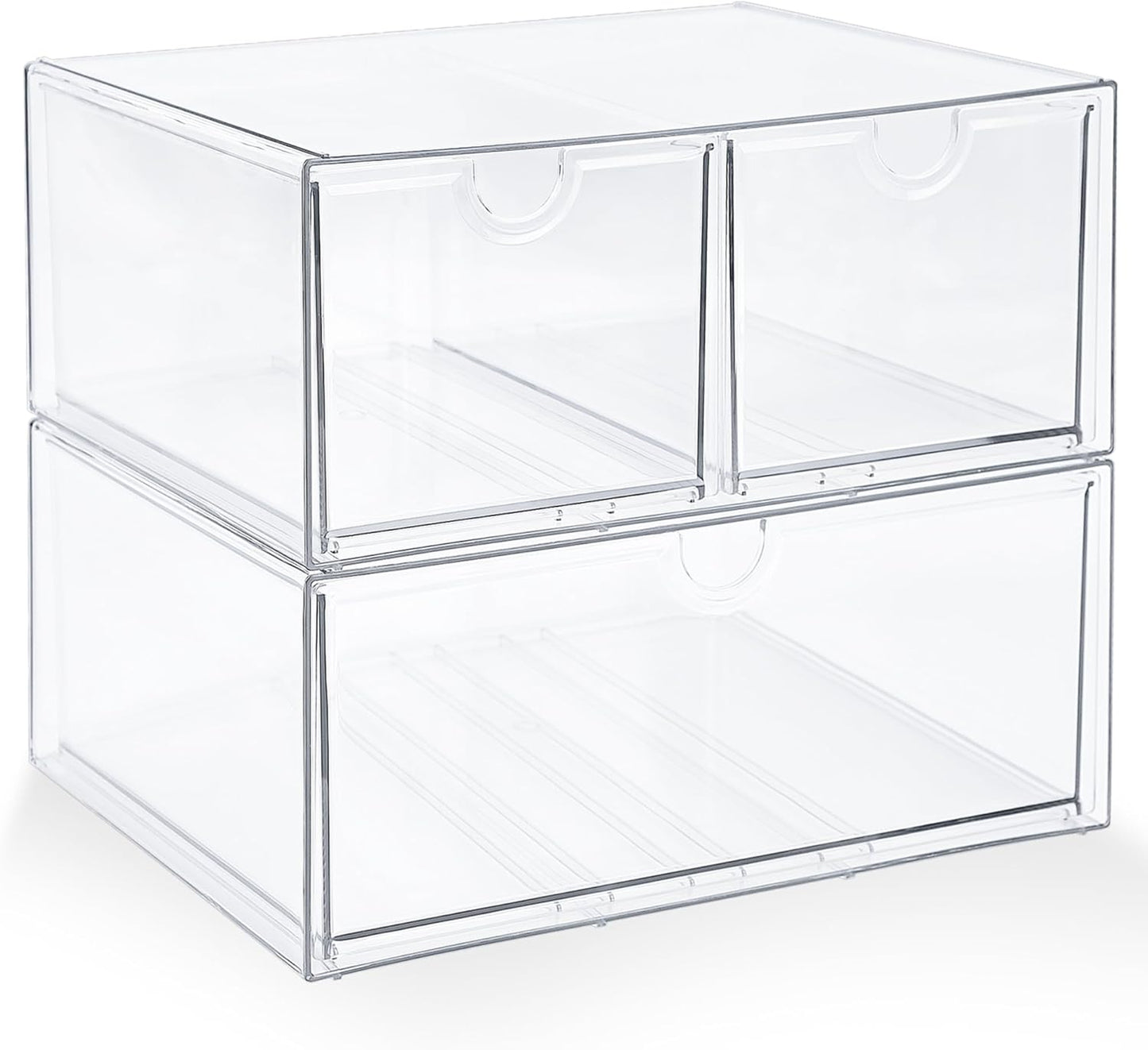 Prsildan Acrylic Drawer Makeup Organizer with 3 Drawers, Clear Stackable Storage for Baby Bottles, Craft, Jewelry & Hair Accessories, Multi-Use for Vanity, Countertop, Office Desk Organization