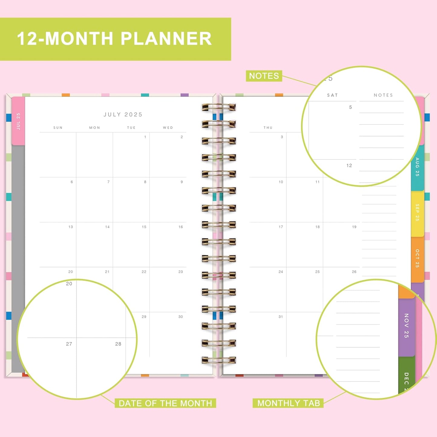 And Per Se Student Planner 2025-2026, Academic Planner July 2025 - June 2026, 8.5" × 6.2", Weekly & Monthly Lesson Plan for Students with Colorful Tabs & Stickers (Color Grid)