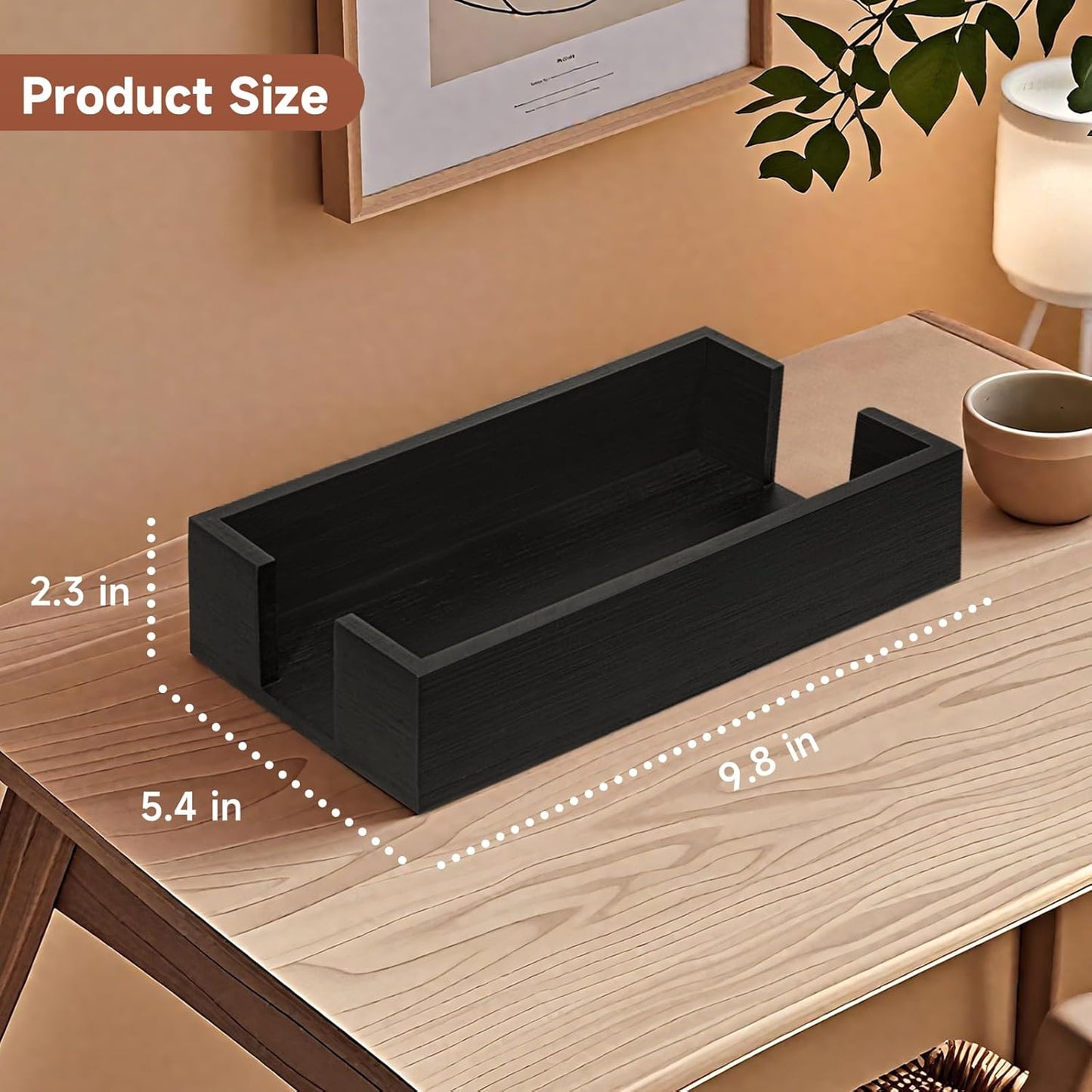 Wooden Guest Towel Holder Tray for Bathroom, Black Bamboo Counter Rectangular Bathroom Napkin Holder for Ktichen, Modern Disposable Hand Towel Holder Tray for Home, Bar, Hotel, Office