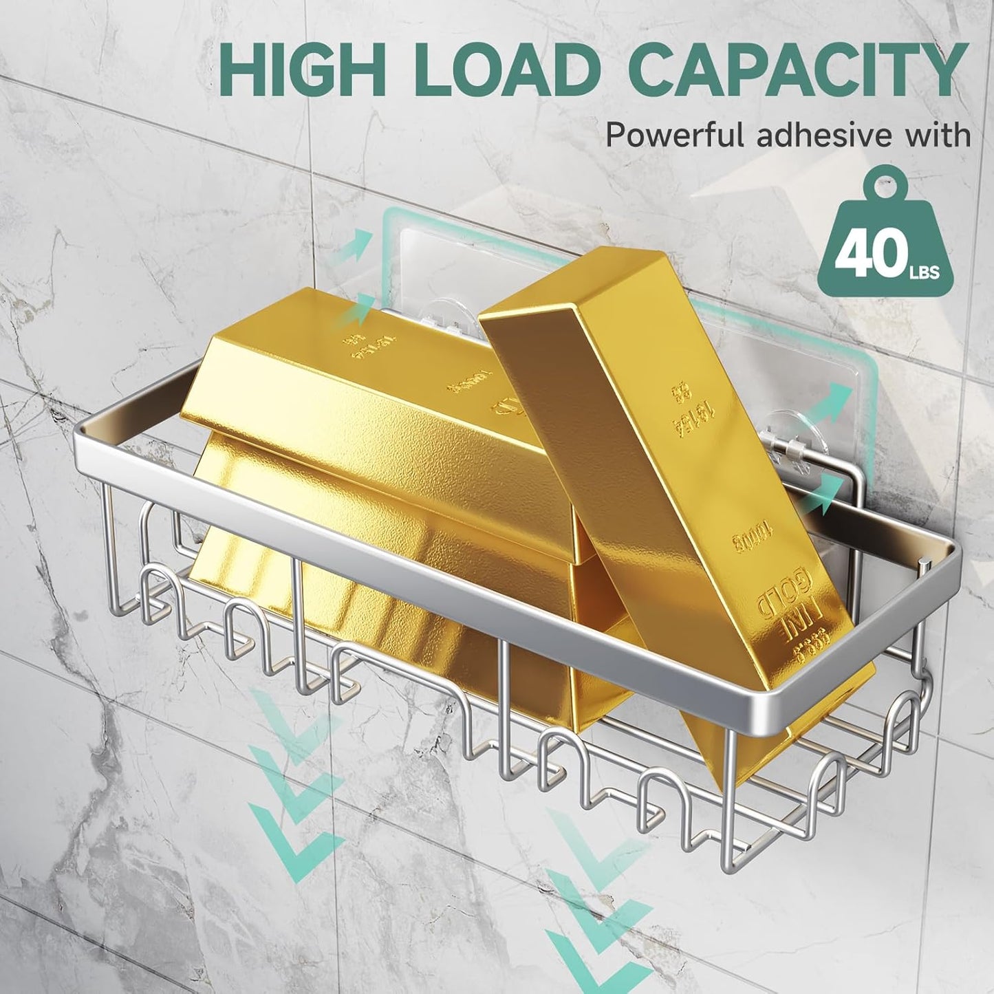 Veken Shower Caddy 6-Pack, Family Choice Award Winner, Large Wall Mounted Shower Rack, Bathroom Shelves Over Toilet, Organizer Storage Accessories with Soap Dish & Toothbrush Holder, Silver