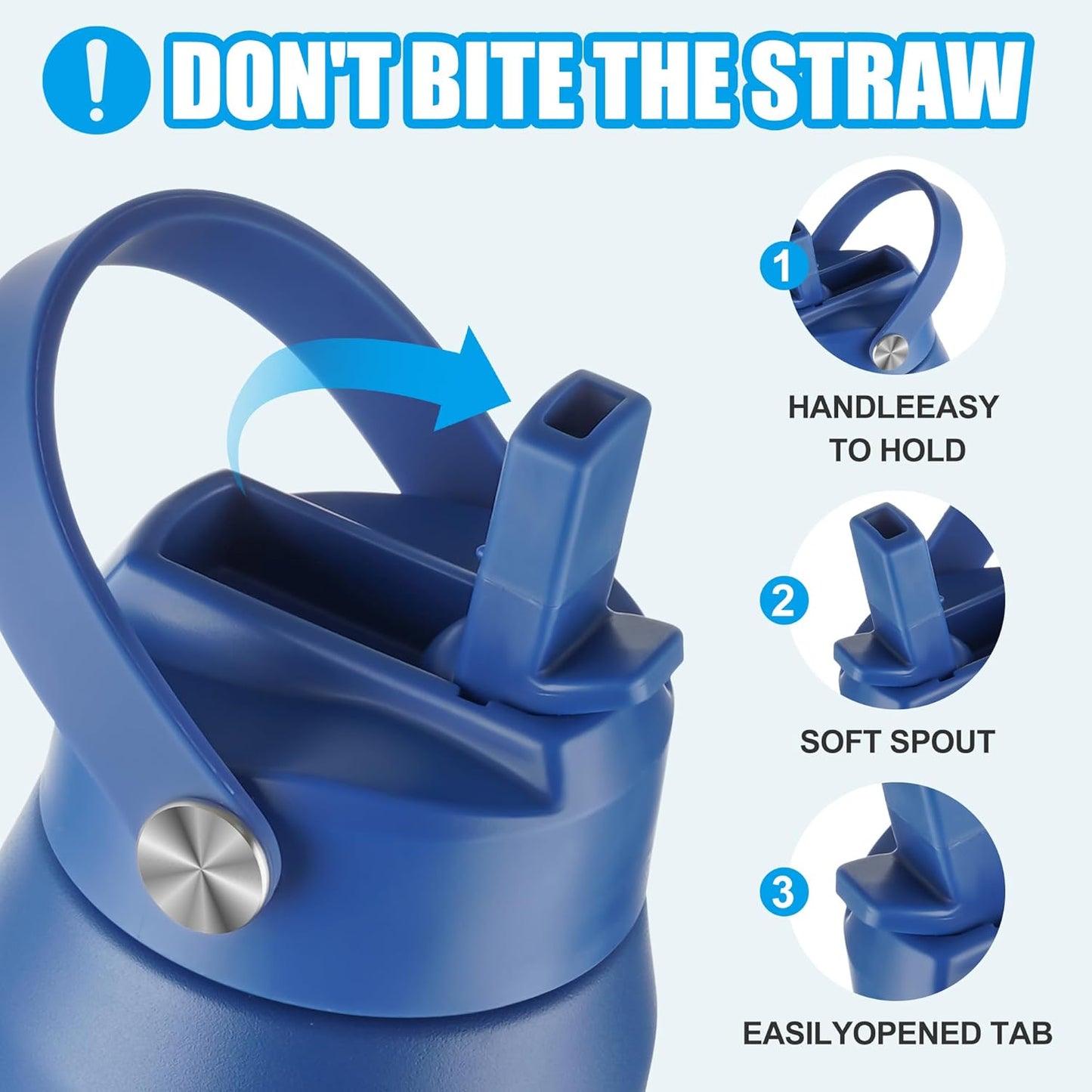 OLDLEY kids Water Bottle - 18oz Insulated Stainless Steel - Wide Straw Lid, Non Spill, Leakproof, Kids Water Bottle for School,Blue Engineering car