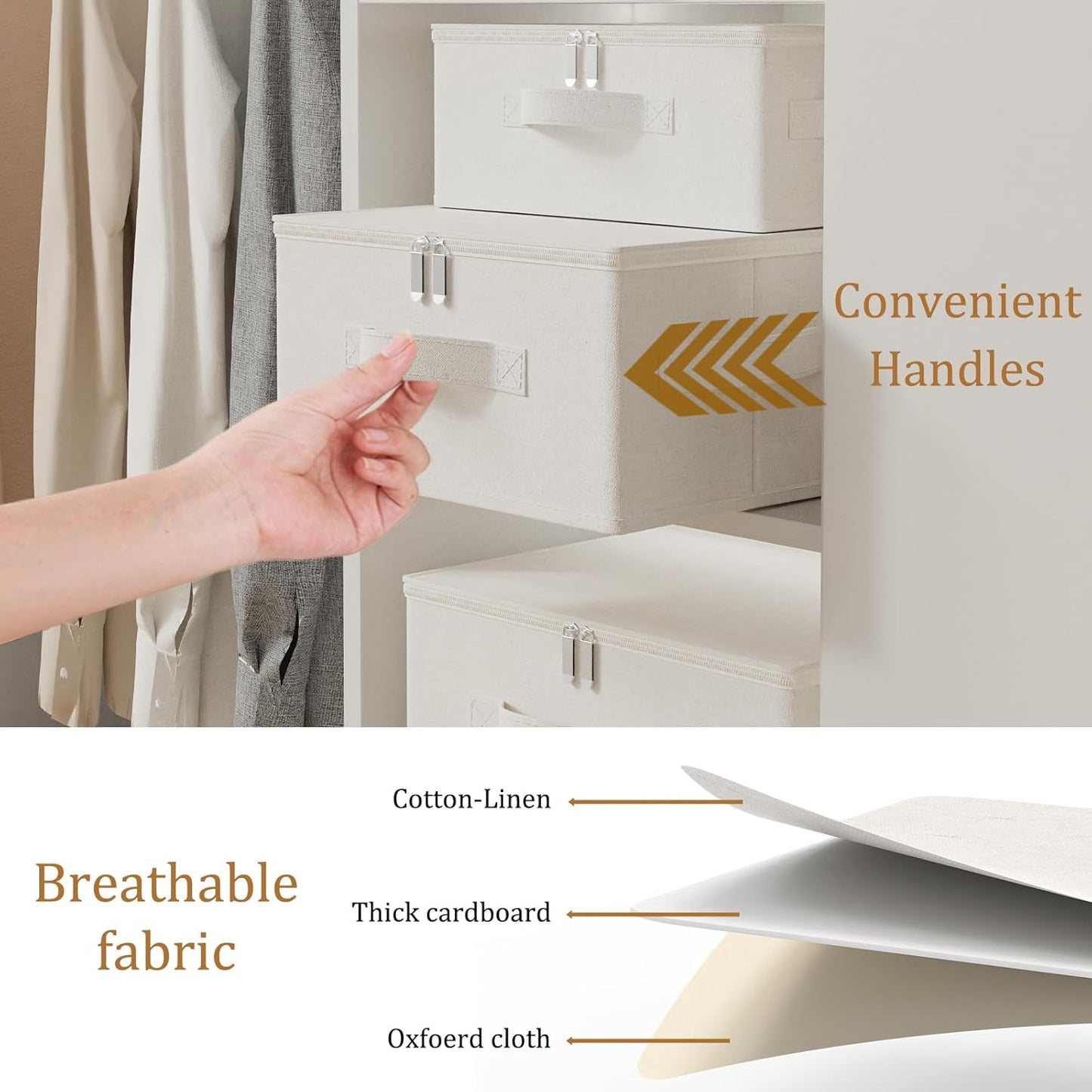 Underbed Storage Cube, Closet Organizer with Lid, Foldable Home Container Bags for Organizing Clothes, Shoes, Blankets, Pillows, 15.7x11.8x7.8Inches, Beige, 2 Pack