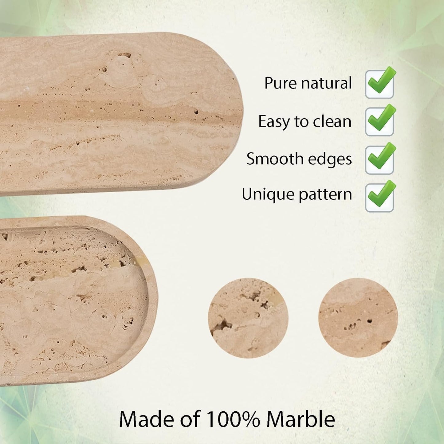 Beige Travertine Vanity Tray | Natural Stone Bathroom Organizer | Perfume & Jewelry Storage for Spa, Bedroom, Kitchen | Non-Slip Waterproof Design,11.8"x7.8"x0.6"