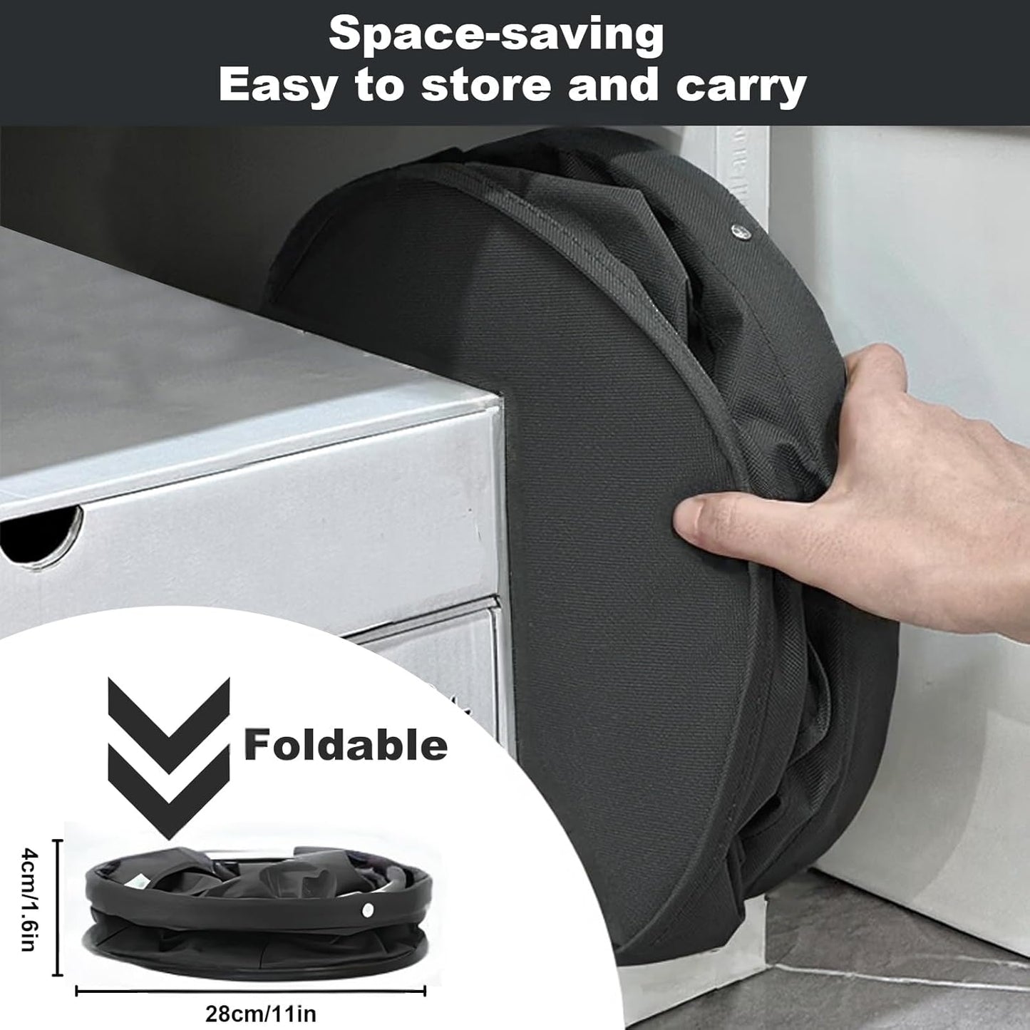 Cleaning Caddy with Handle, Cleaning Products Organiser, 17L Foldable Storage Basket, Cleaning Caddy Organiser, Portable Multi Cleaning Bucket Bag for Home, Garden (Black)