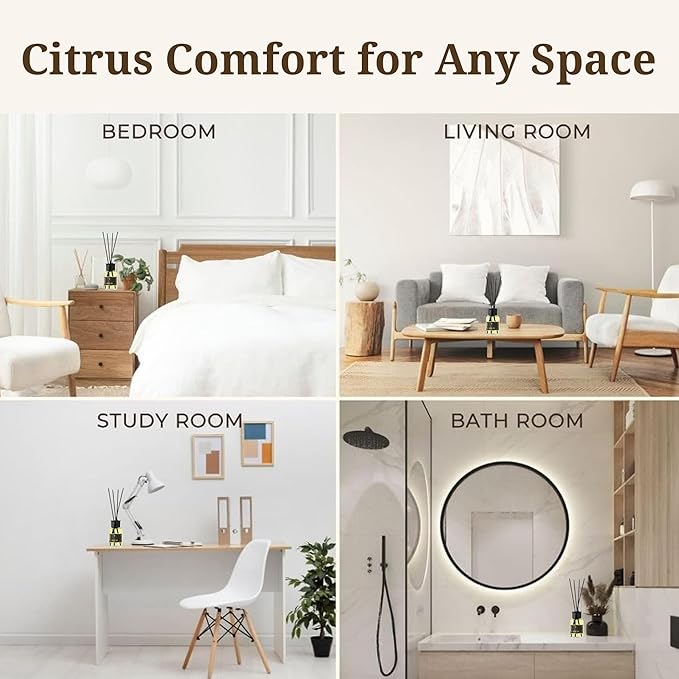 Reed Diffuser Set with Sticks for Home – Bathroom, Bedroom & Office Aromatherapy – Long Lasting Scented Oil Diffuser with Sticks – Luxury Room Fragrance Diffuser 55ml,1.7 fl oz (Lemon)