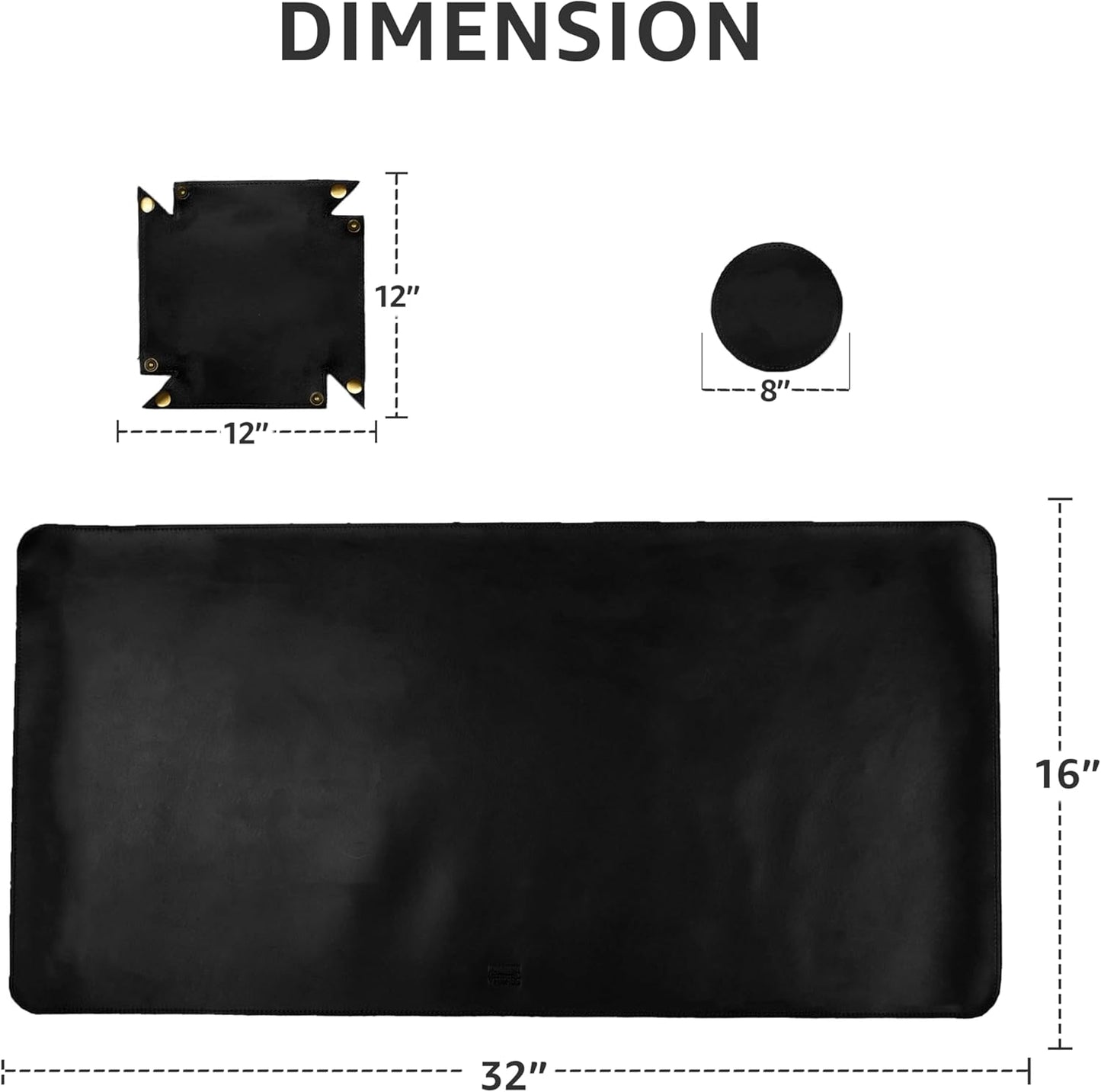 LEATHER VILLAGE -32''X16 Real Leather Desk Mat for Desktop & Laptop, with Leather Tray & Tea Coaster, 3mm Thick Desk Cover-Protector-Blotter- Black Color