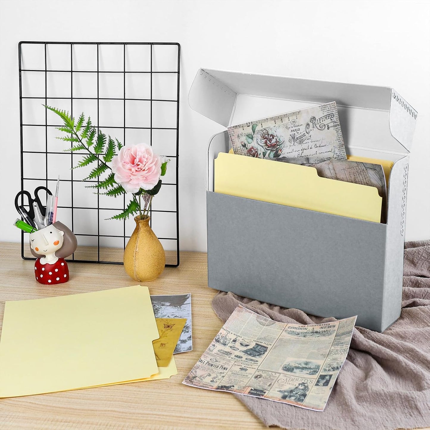 Lineco Archival Document Storage Box with Metal Edge, Acid-Free Gray Boxboard, Organize and Store Files, Prints, Photos, Legal-Sized Case 15.5" x 10.5" x 2.5" Wide