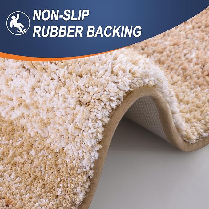 OLANLY Bathroom Runner Rugs 47x17, Extra Soft Absorbent Microfiber Bath Rugs, Rubber Backing, Quick Dry, Machine Washable Bath Mats for Bathroom Floor, Tub and Shower, Home Decor Accessories, Beige