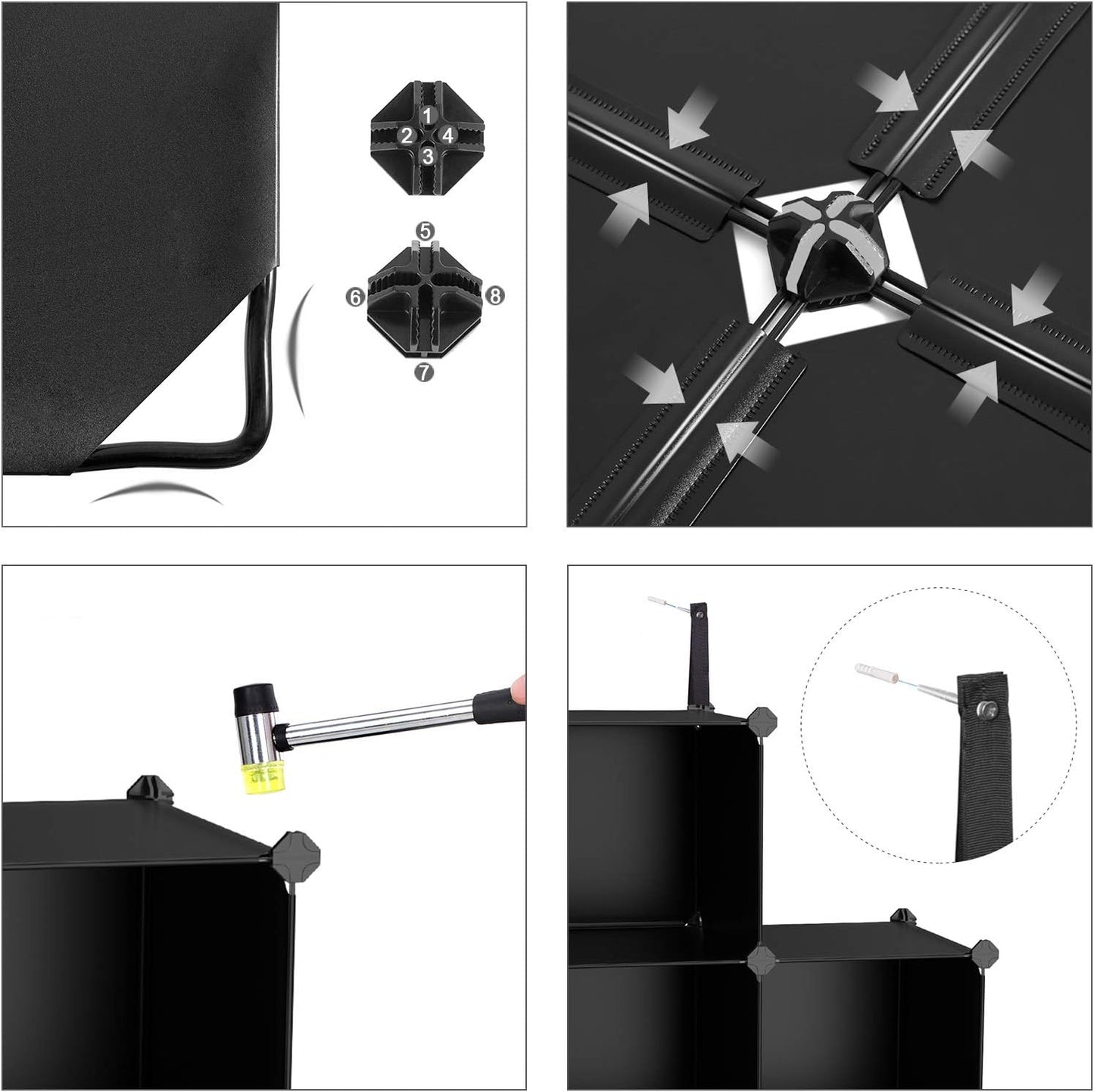 SONGMICS Cube Storage Organizer, Set of 12 Plastic Cubes, Book Shelf, Closet Organizers and Storage, Room Organization, Bedroom Living Room, 12.2 x 36.6 x 48.4 Inches, Black ULPC34BK