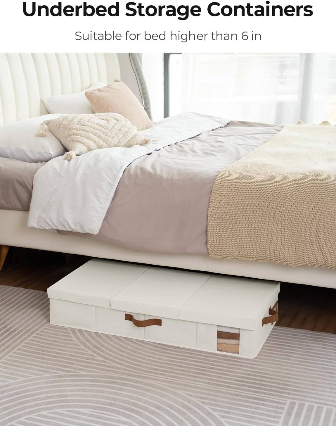 StorageWorks 2-Pack Large Under Bed Storage Bins with Lids, Underbed Storage Containers with Handles and Label Holder, Closet Organizer for Clothes, Blankets, Sweater