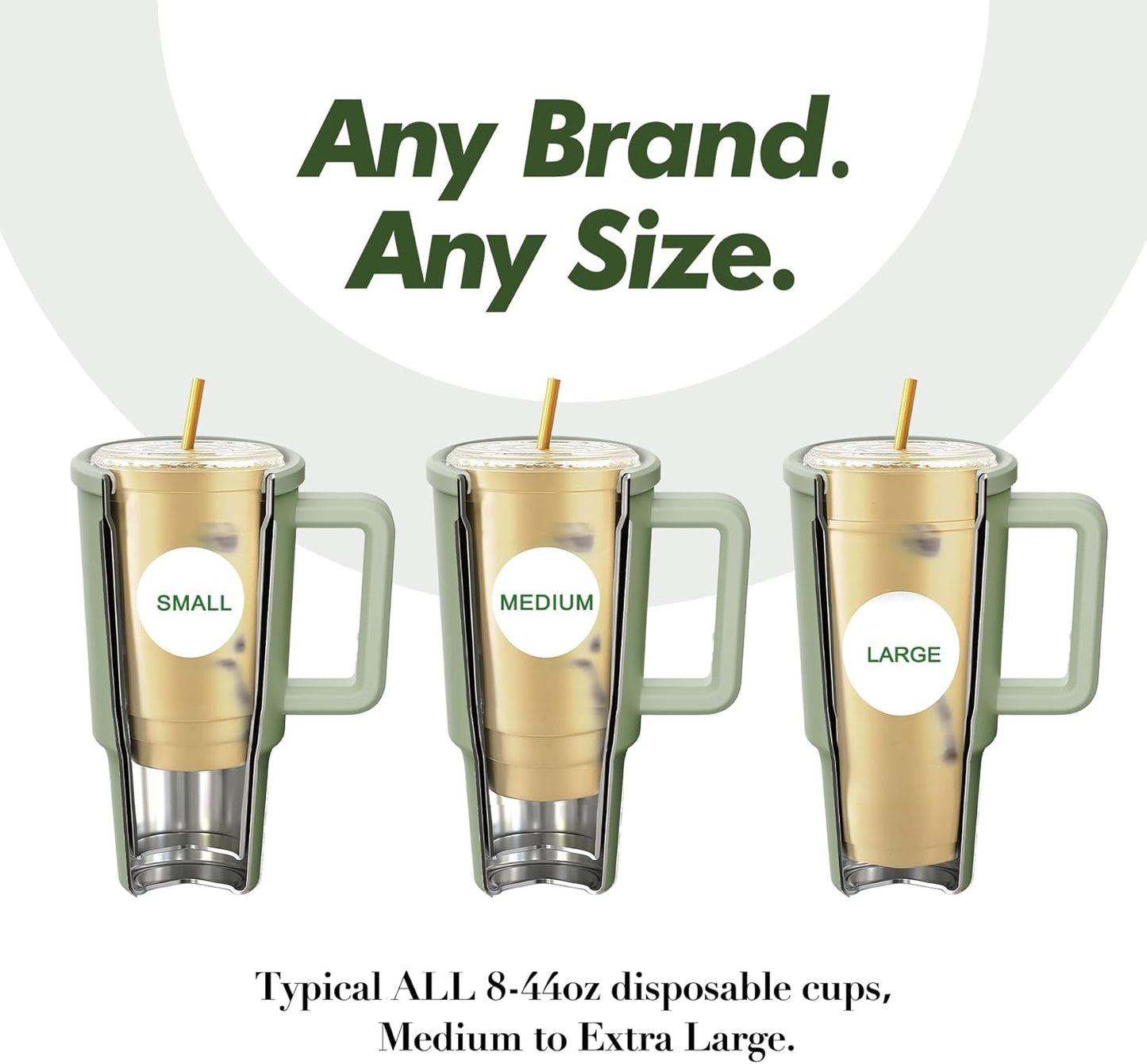 OOD OniVerso 40 oz Stainless Steel Insulated Tumbler with Handle and Straw, Iced Coffee Cup Holder for Disposable Cups, Leak Proof Tumbler, Metro Fog (White)