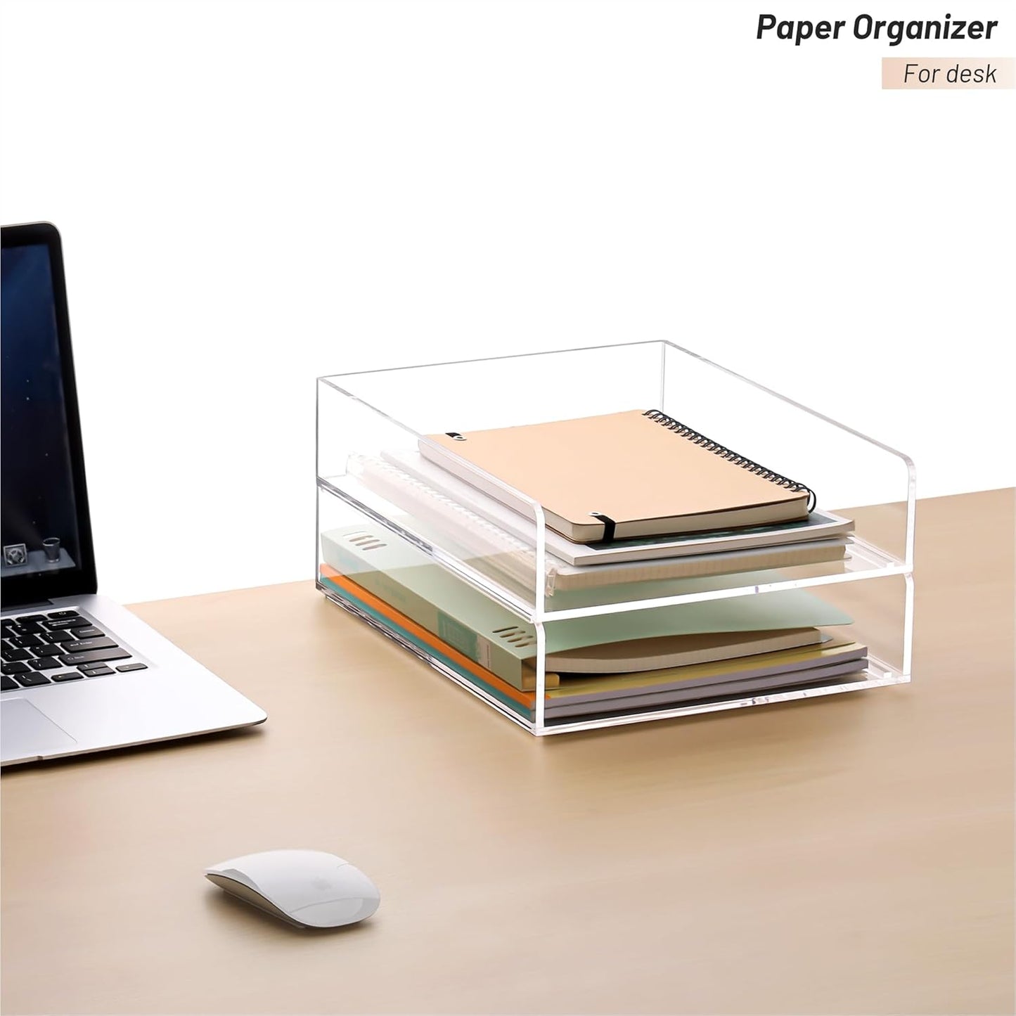 Paper Organizer Letter Tray, Clear Acrylic Paper Tray, School Teacher Office Supplies Organization, Stackable Desk File Organizer, Classroom Decor and Accessories-2 Pack…