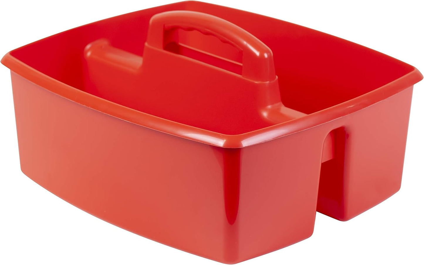 Storex 2-Compartment Large Craft Caddy – Multipurpose Classroom Organizer with Handle, Red, 1-Pack (00954C06C)