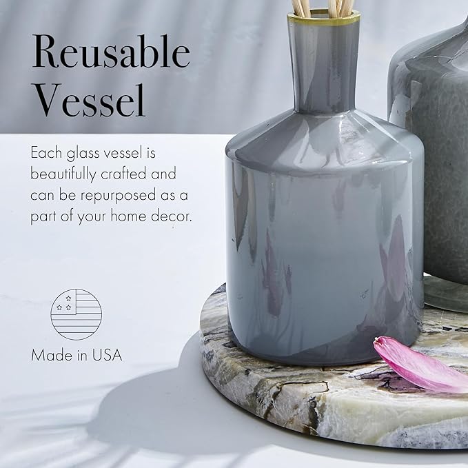 LAFCO New York Classic Reed Diffuser, Sea & Dune - 6 oz - Up to 3 Months Fragrance Life - Reusable Glass Vessel - Natural Wood Reeds - Made in The USA