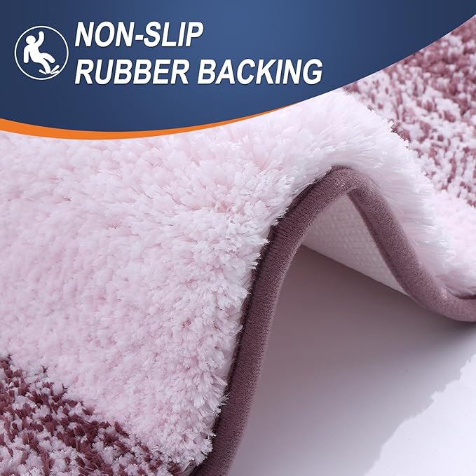 OLANLY Bathroom Rugs Mat 30x20, Extra Soft Absorbent Microfiber Bath Rugs, Rubber Backing, Quick Dry, Machine Washable Bath Mats for Bathroom Floor, Tub and Shower, Home Decor Accessories, Mauve