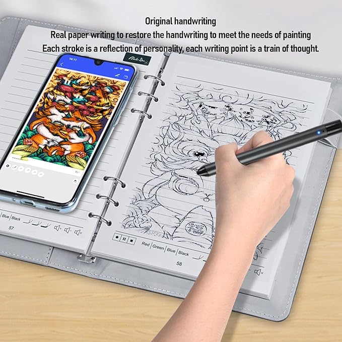 Yunseity 3 in1 Digital Smart Pen, Smartpen Notebook Set, Real Time Sync for Digitizing, Bluetooth 5.0 Paper Smart Writing Set, Convert to Text, OCR Technology, for iOS for Android (Black Grey