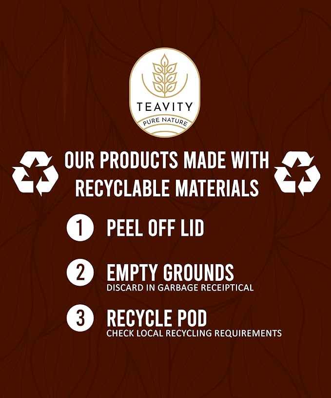 Organic Tulsi Tea Pods with Unsweetened Caffeinated Green Tea Pods for Keurig - Tulsi Green Tea by Teavity (12 Tea Pods)