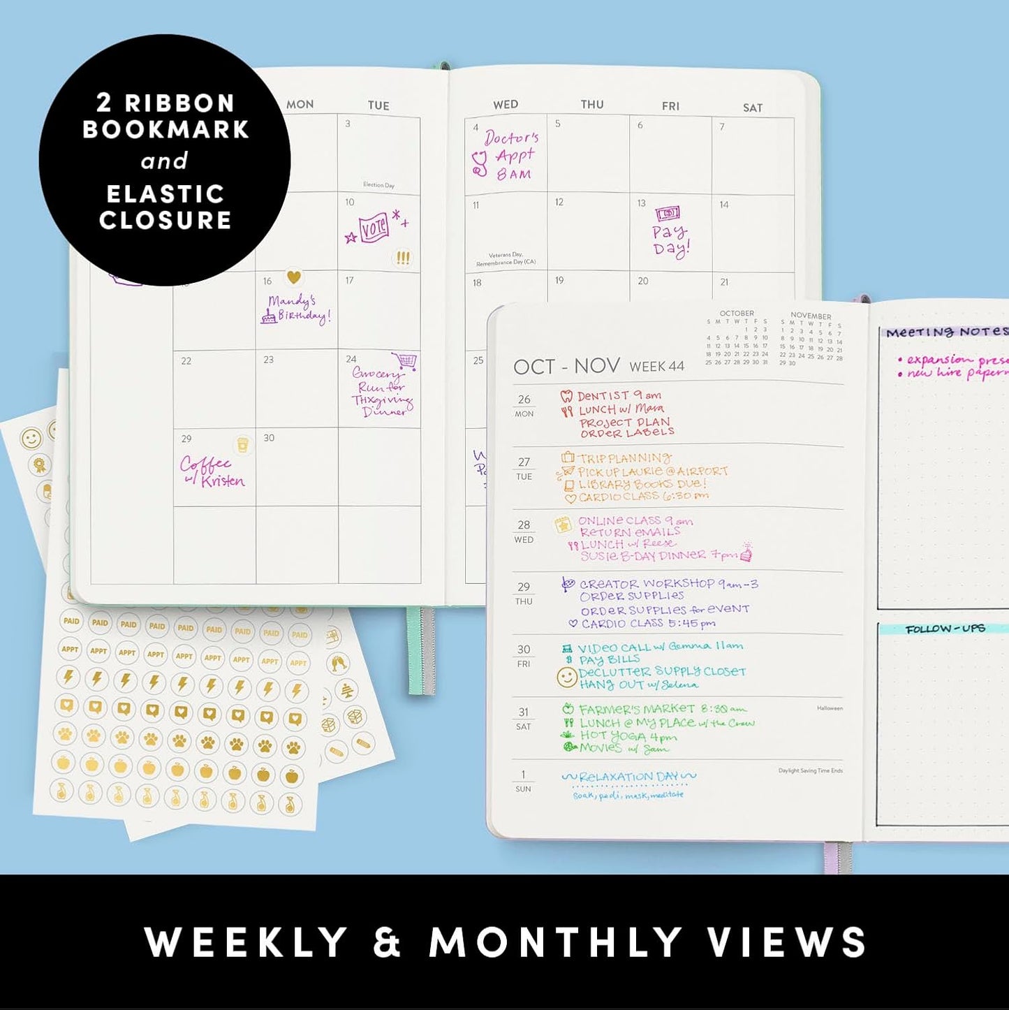 PAPERAGE 2026 Weekly & Monthly Planner, 12 Months (January 2026 - December 2026), 5.6 in x 8 in, Hardcover 2026 Planner with Weekly & Monthly Spreads, Note Pages, Stickers & Back Pocket – Turquoise