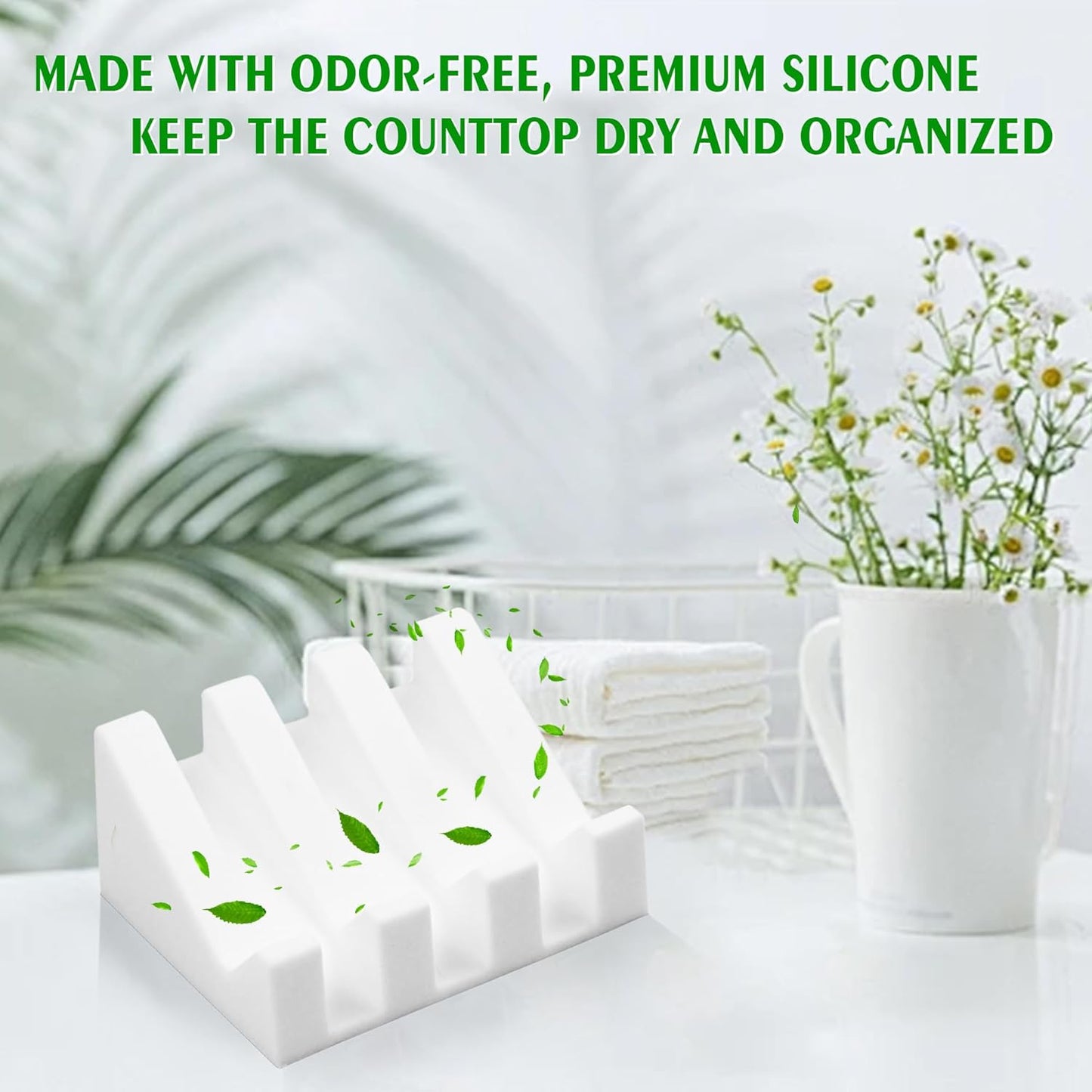 Self Draining Soap Dish Holder,Silicone Soap Dish,for Bathroom,Kitchen, Sponges，Can Extend Soap Life，Keep Soap Bars Dry and Easy Cleaning (2, Cream White)