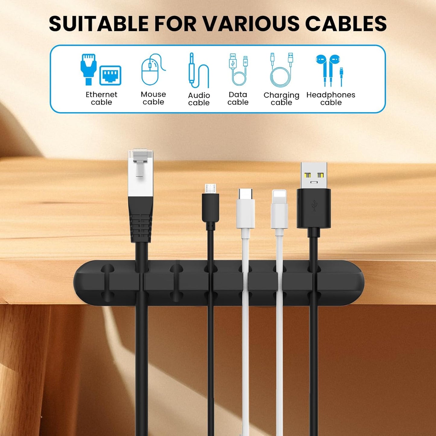 AhaStyle Cable Clips, 3 Pack Cord Holders Cable Organizer Self Adhesive Cord Keeper for Desktop Organizing USB Cable/Nightstand Power Cord/Mouse Cable/Wire PC/Cord Clips for Home Office and Car