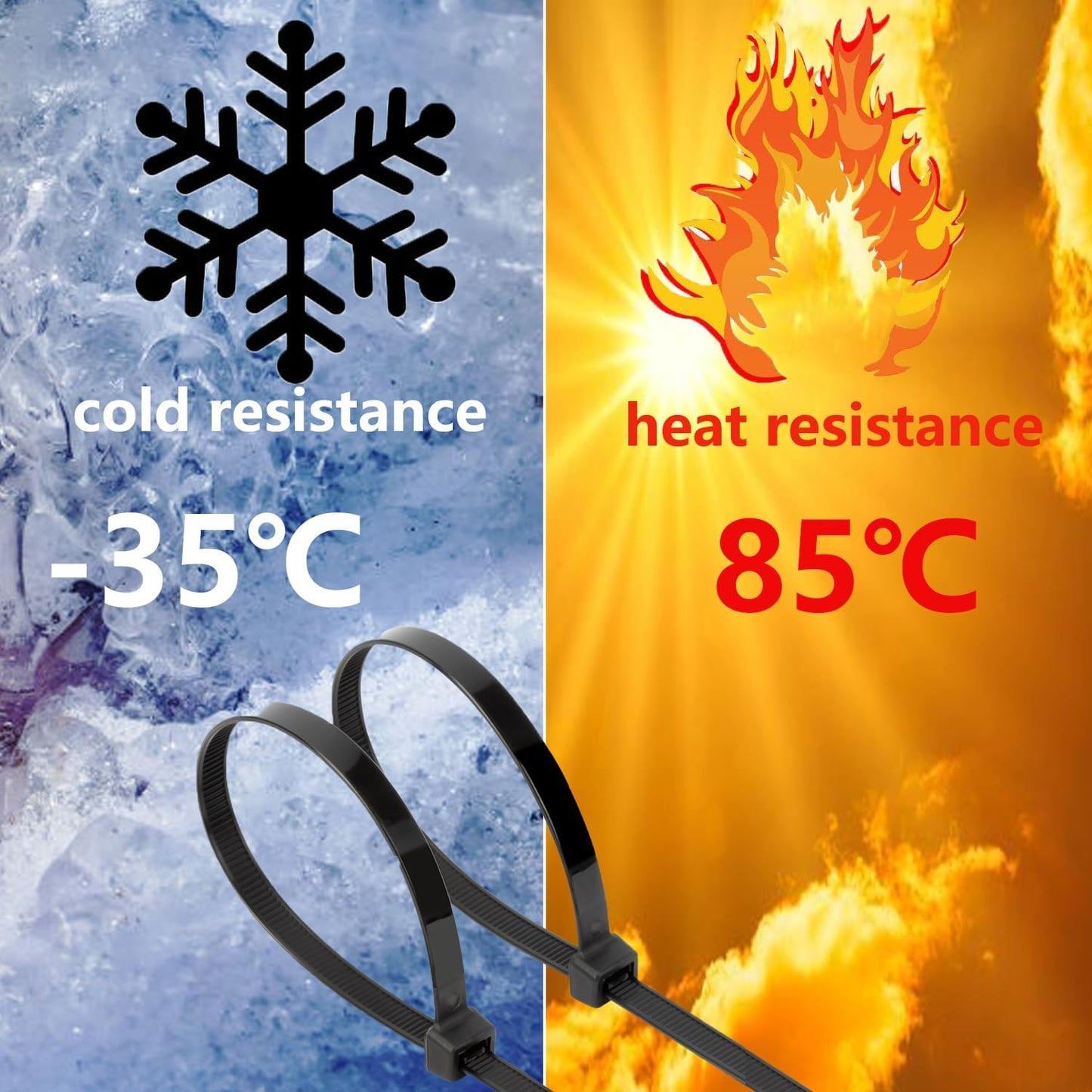 100PCS 20 inch Black Zip Ties 120LBS Tensile Strength Self-Locking heavy duty UV Resistant Cable Tie Wraps for indoor and outdoor use(black)