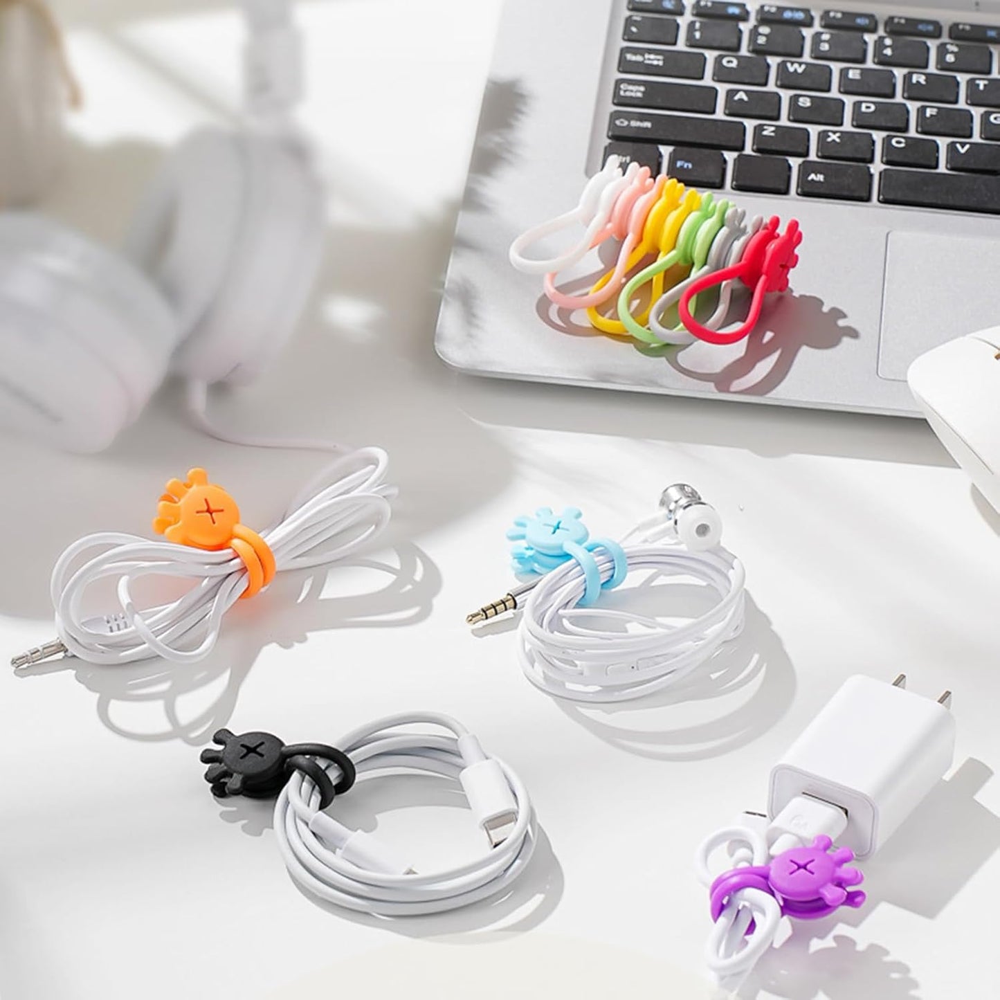 10Pcs Cable Ties Clips Cord Organiser Clip Reusable Silicone Organisers Bookmarks Fridge Magnet
