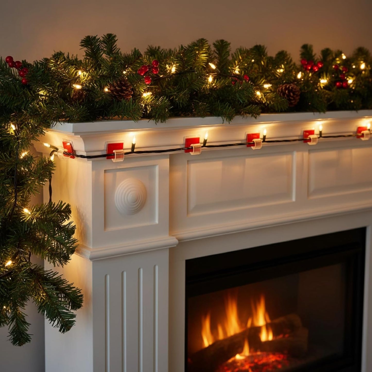 Blulu 100 Pcs Adhesive Cable Clips Bulk Wire Holder for Cord Organizer Clips Cable Management Outdoor Light Hooks for Christmas Wall String Lights Fairy Lights