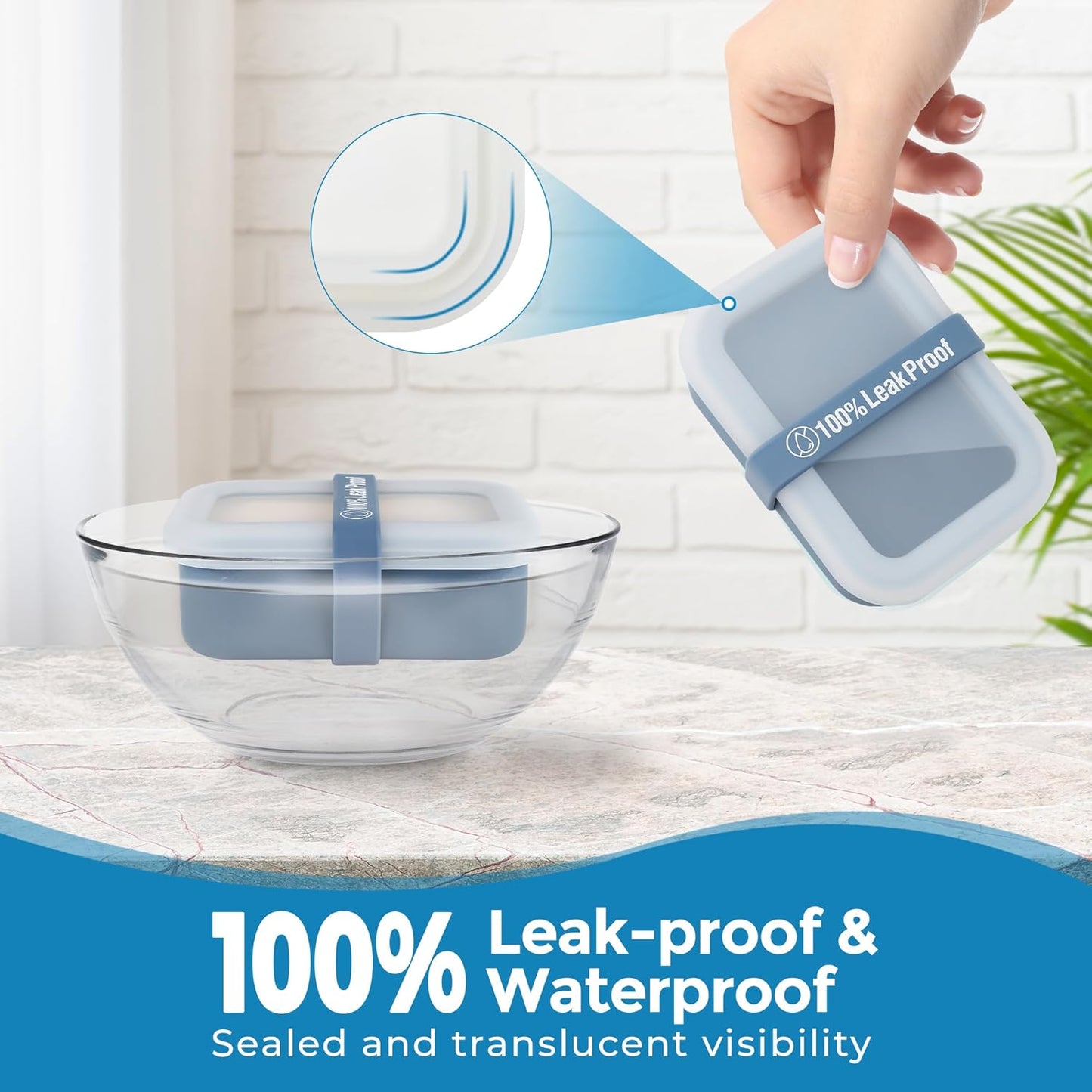 Compact Leakproof Travel Soap Case with Lid & Silicone Strap - Portable Draining Soap Bar Holder for Gym, Bathroom, Camping - Lightweight Silicone Soap Dish Container (Blue)