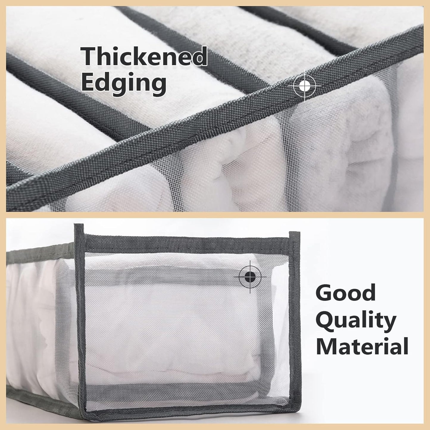 TIGARI Wardrobe Clothes Organizer, Draw and Closet Organizers, Storage for Socks, Underwear, Bra Ties, Baby Clothes (Gray)