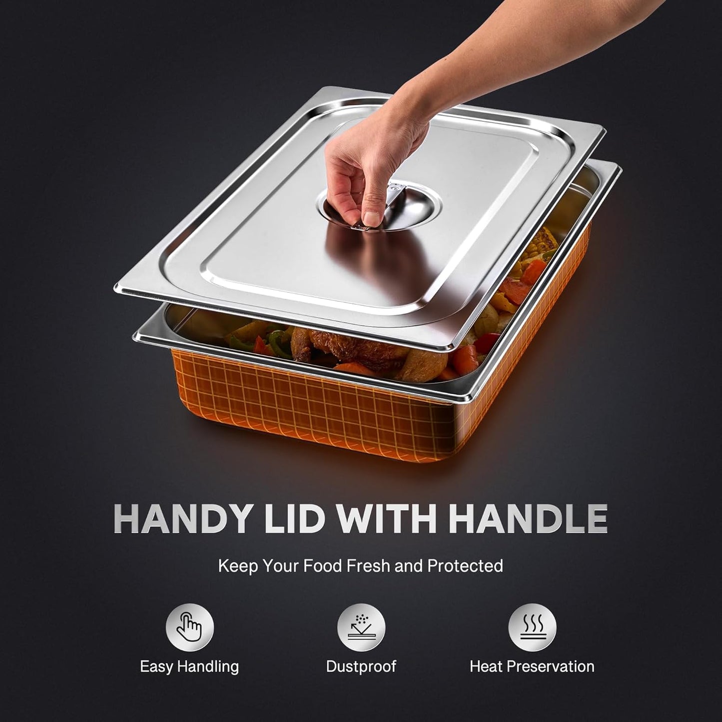 WILPREP 6 Pack Hotel Pans NSF Listed, 1/1 Size 4 in Deep Steam Table Pans with Lids, Food Grade Stainless Steel Hotel, 14.3 qt Catering Food Storage for Buffets Events Restaurants