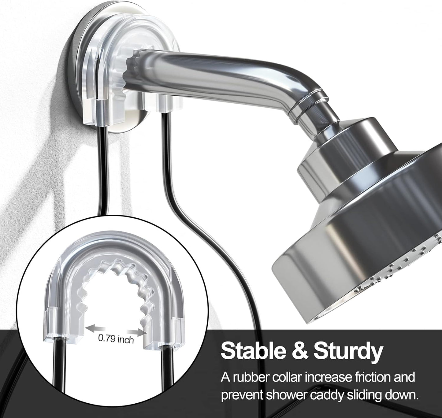 SRIWATANA Shower Caddy Hanging Over Head, Bathroom Shower Organizer Shower Rack Holder with Hooks for Razors - Black