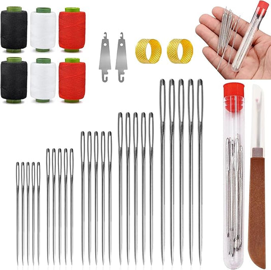 37PCS Sewing Tool Set, Needles Thread Hand Repair Tools, Portable DIY Hand Made Craft Set, Sewing Working Kit for Beginners, Professional DIY Lovers (1SET)