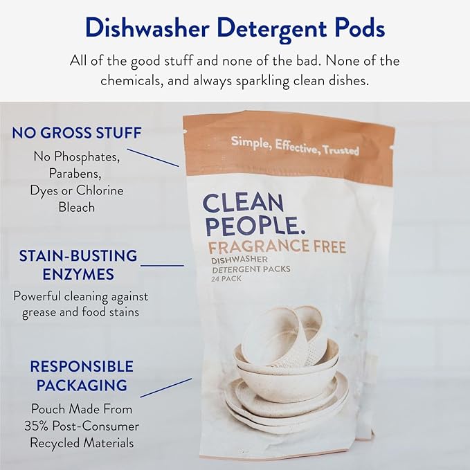 The Clean People Dishwasher Detergent Pods | Cuts Grease and Rinses Sparkling Clean | Residue-Free | Lavender, 120 Pack