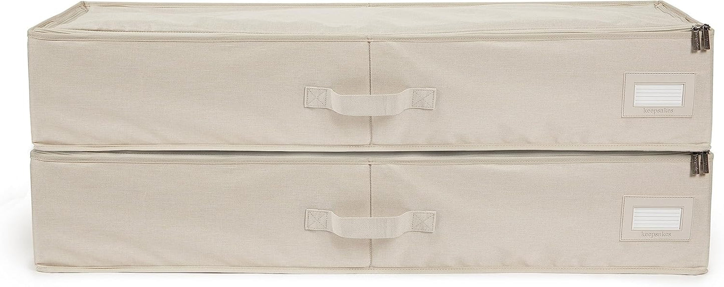 Covermates Keepsakes - Underbed Storage Bag - ID Window - Reinforced Handles - Indoor Storage, Beige Heather