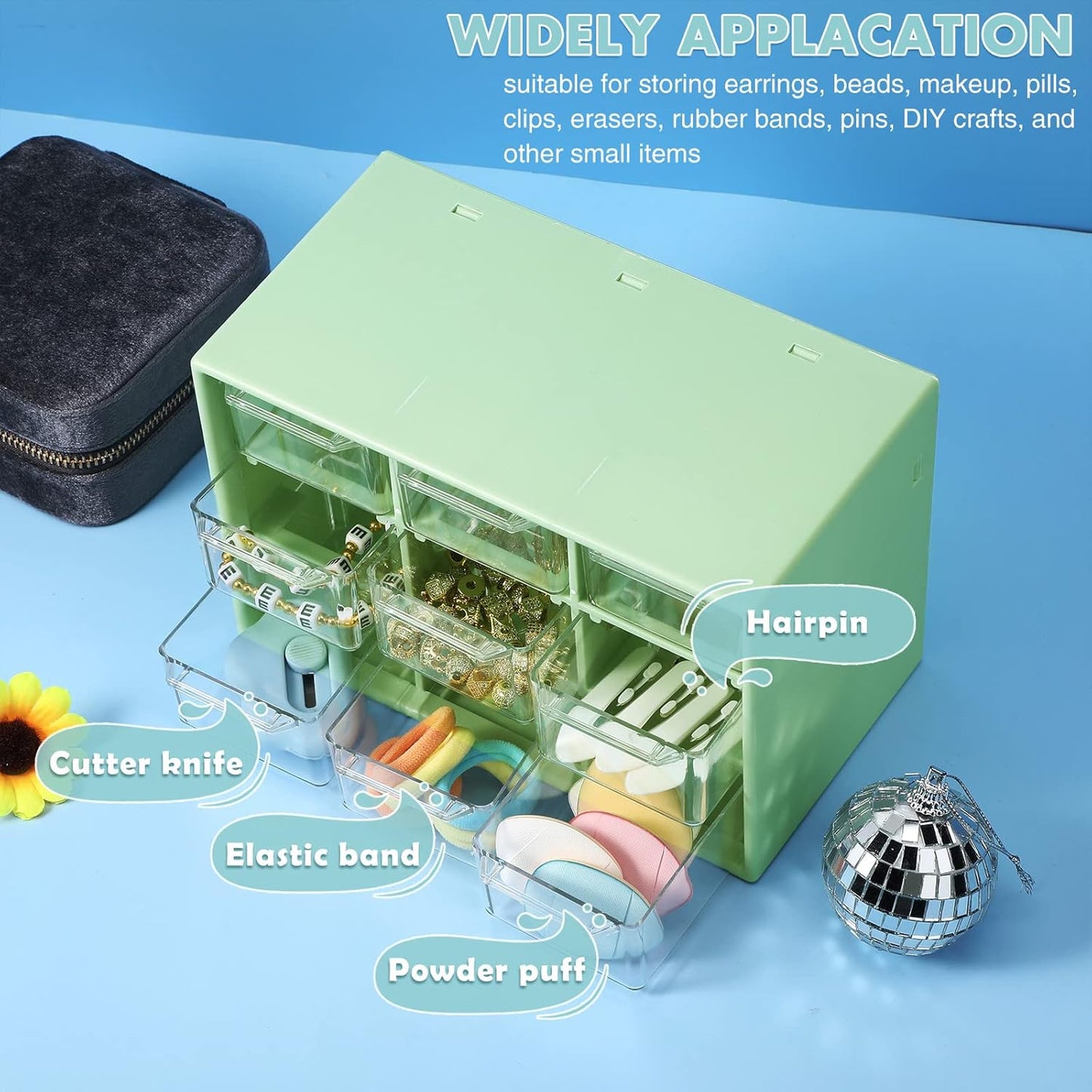 Amyhill 6 Pcs Mini Drawer Organizer Small Organizer with 9 Drawers Plastic Desktop Craft Storage Box for Office Home Room Jewelry Cosmetics Collection(Multicolored)