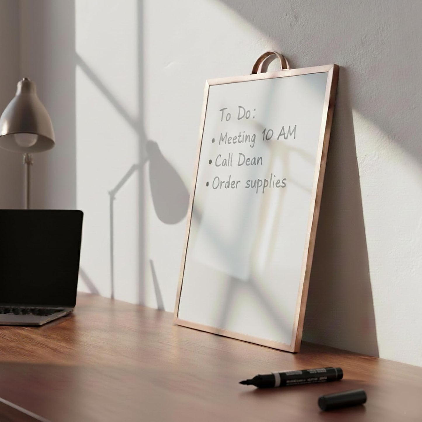 Small Whiteboard 12 x 16 Inch Magnetic Dry Erase Board with Handle | Gold Aluminum Frame | Double-Sided Portable Desktop Board | 2 Markers, Eraser & 2 Magnets