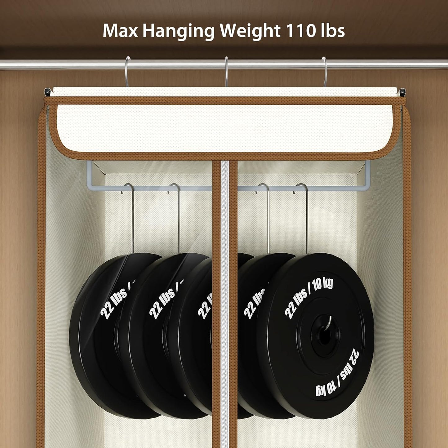 Univivi Garment Bags for Hanging Clothes, Large Clothes Storage Bags Closet Organizer with Clear Window, Premium Hanging Garment Storage Bag for Suits, Coats, Dresses, 54", 2 Pack (Beige)