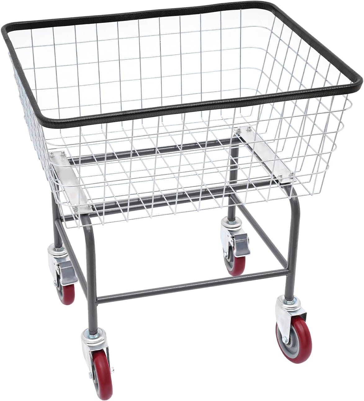 Wire Laundry Cart with Wheels,Commercial Wire Laundry Basket Cart,Heavy Duty Rolling Wire Laundry Cart for Laundry Clothes Storage (Type 2)