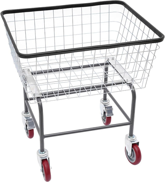 Wire Laundry Cart with Wheels,Commercial Wire Laundry Basket Cart,Heavy Duty Rolling Wire Laundry Cart for Laundry Clothes Storage (Type 2)