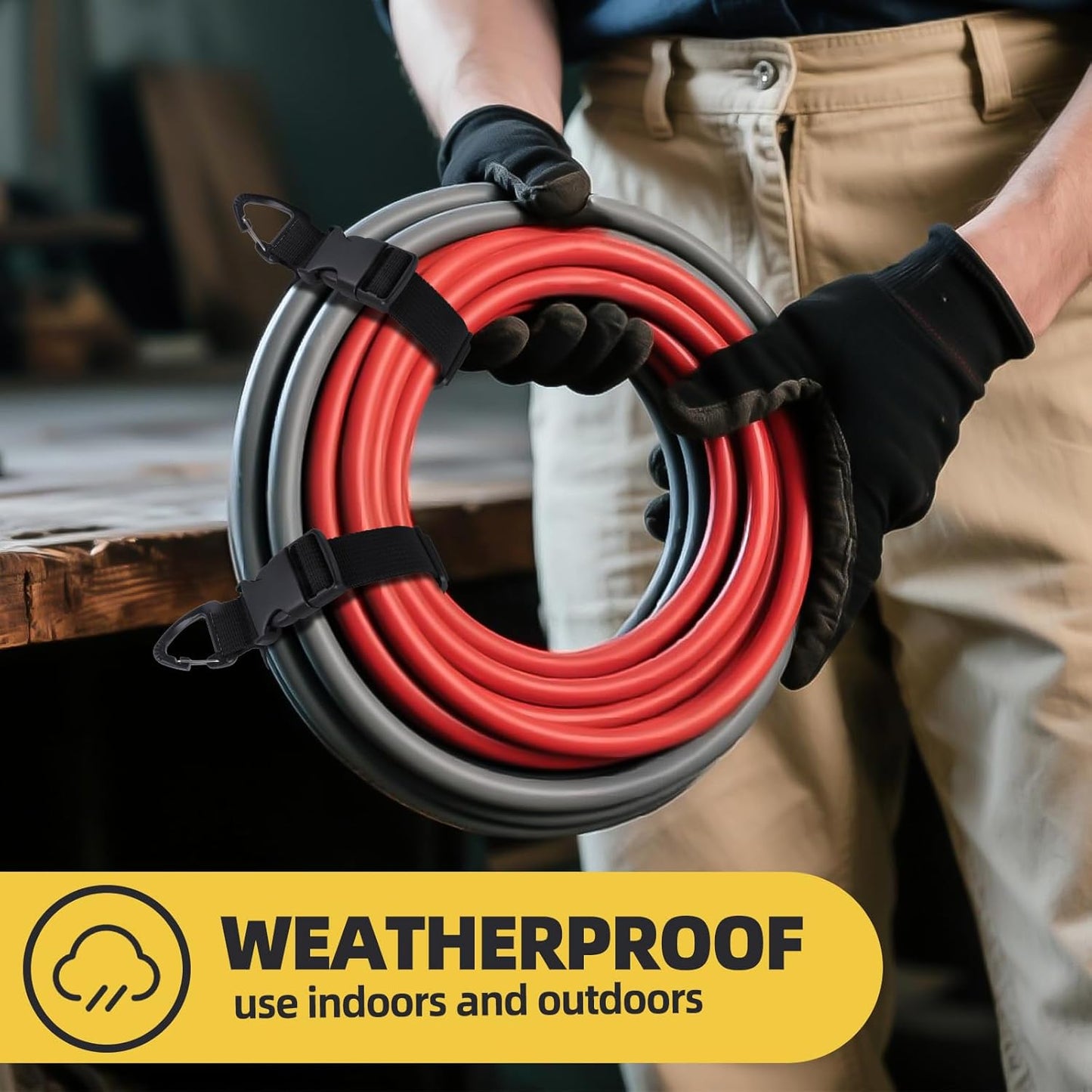 17 Inch Extension Cord Holder Organizer with Triangle Clips for Garage Organization and Storage, Adjustable Heavy Duty Storage Straps for Men Workshop (12)