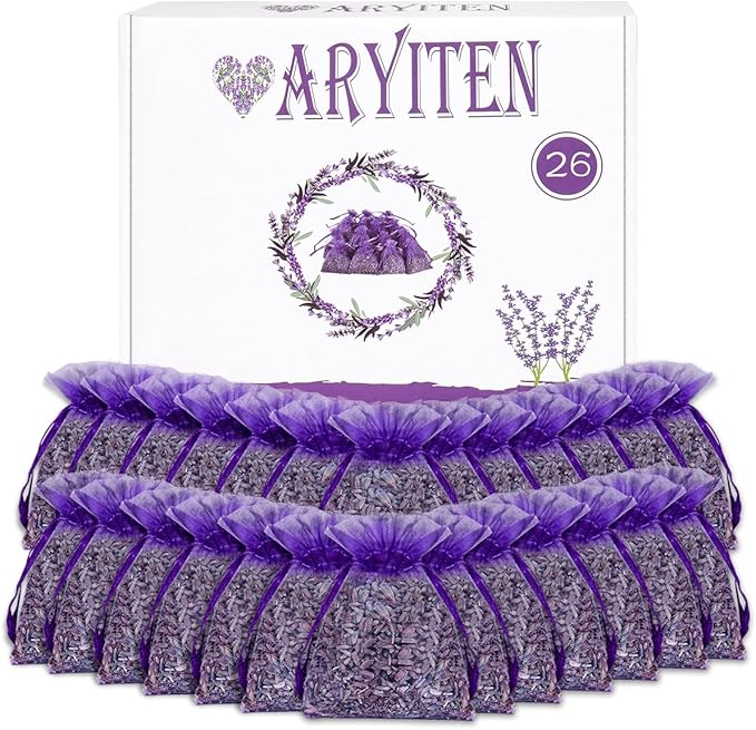 20 Pack Lavender Sachet Bags, 100% Natural French Dried Lavender Sachets for Drawers and Closets, Strong Smell Fragrance Fresh Scents Home