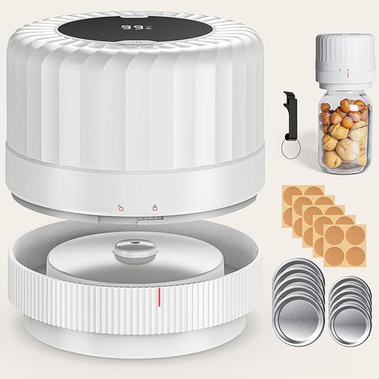 Fully Automatic Mason Jar Vacuum Sealer Kit - Auto Stop Mason Jar Vacuum Sealer Kit, Jar Vacuum Sealer for Mason Jars, Jar Vacuum Sealer, A Must-Have for Canned Foods Pantry Canning Pickling