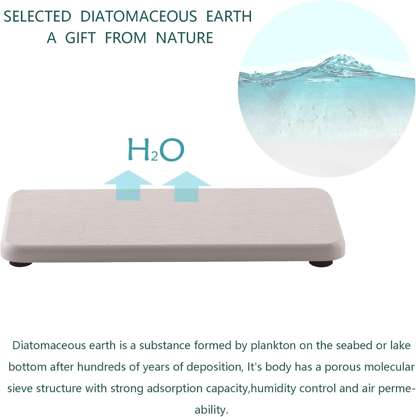 2 Pcs Water Absorbing Stone Trays, Kitchen/Bathroom Sink Soap Dish, Diatomite Tray Used for Hand Soap & Cosmetic Bottles in The Modern Home, 3.5" W x 7.1" L, White