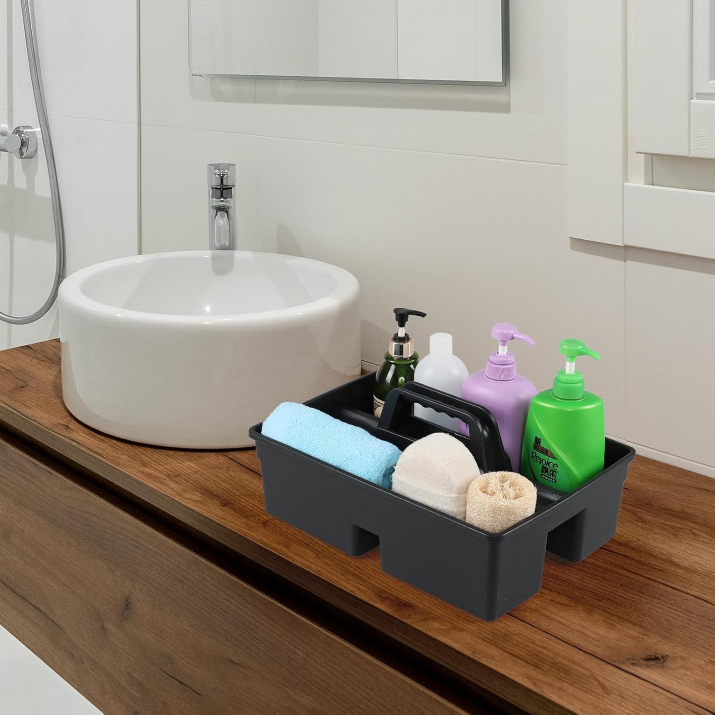 Asking 6 Pack Plastic Cleaning Caddy Organizer with Handle, Plastic Carry Caddy for Cleaning Supplies, Gray