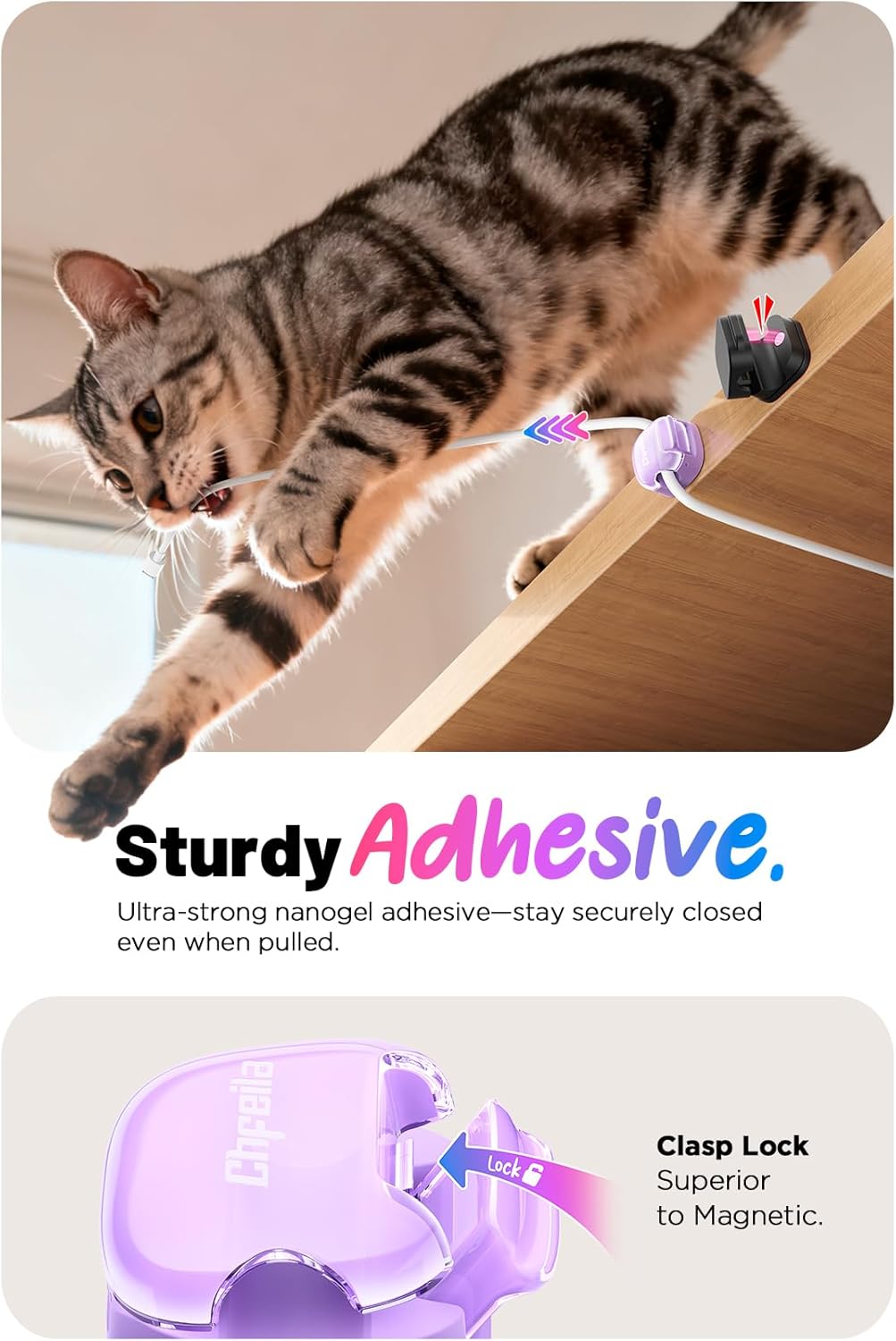 12 Pack Cord Holder Cable Clips,Cord Clips Multicolor [Dual Spring & Clasp Lock],Cute Phone Cord Holder for Nightstand, Chfeila Home Office Organizer Cable Clips for Car Desk Workspace Teen Room Decor