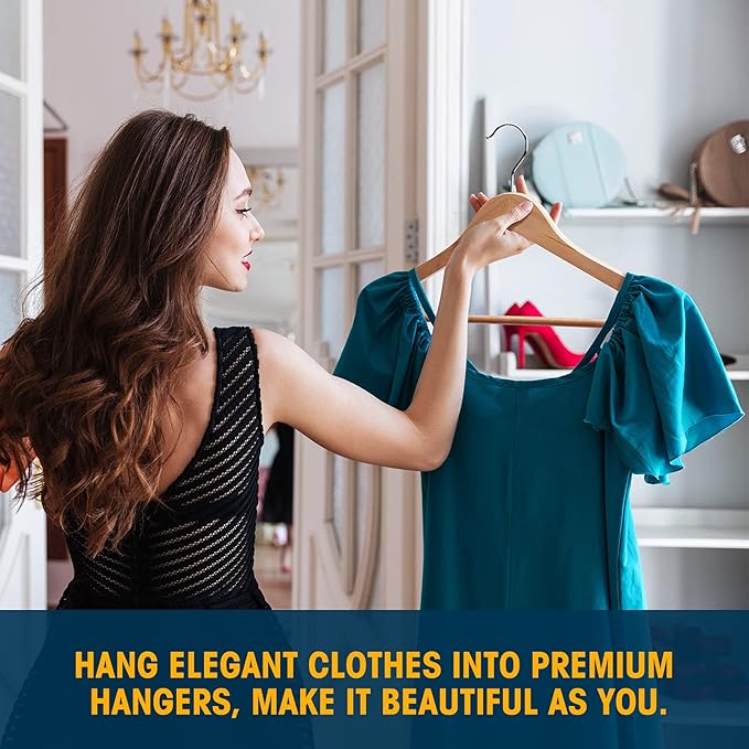 Wooden Hangers 20 Pack Smooth Finish Wood Hanger,Sturdy Clothes Hanger for Suit,Jacket, Pant, Dress,Coat Hangers for Closet (Natural)