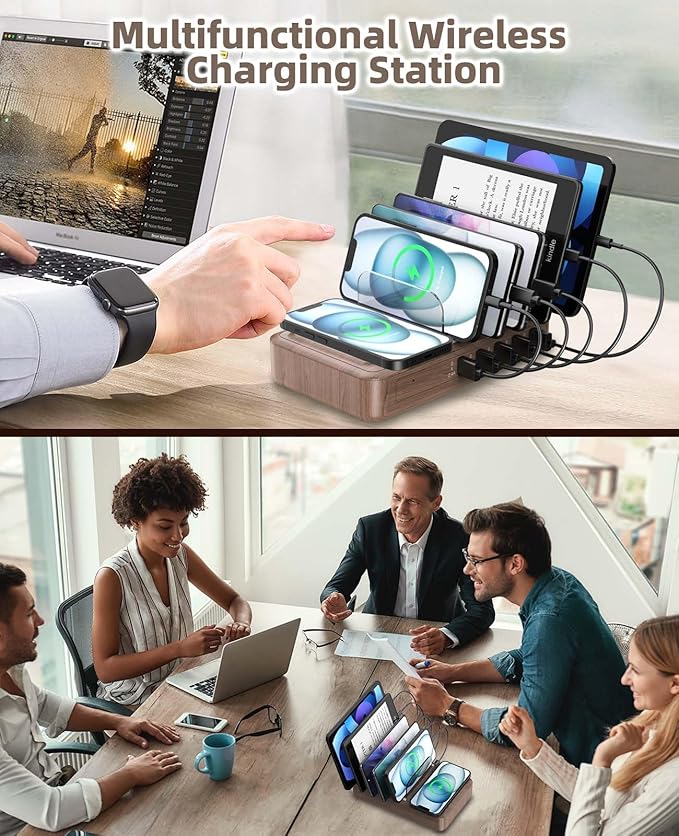 2025 𝐍𝐄𝐖 Wireless Chargers for Multiple Devices: Presents for Him Her Multi USB Charging Station for Apple Device Charging Organizer, Tablet Charging Dock, Family Electronics Charging& 6 Cables