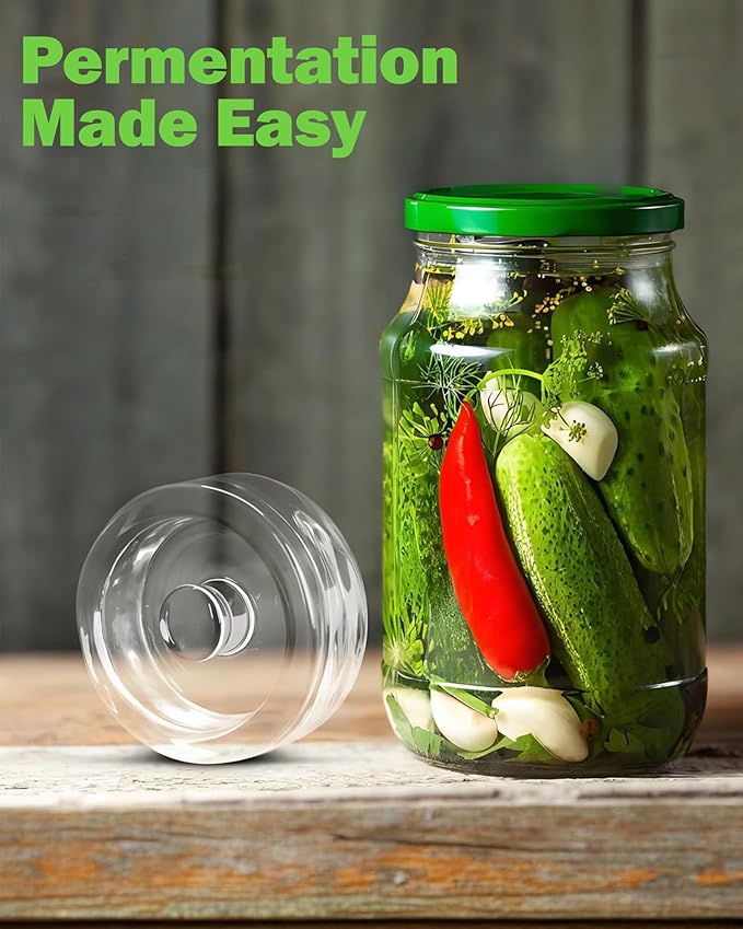 Fermentation Kit for Wide Mouth Mason Jar with 4 Glass Fermentation Weights,4 Fermenting Lids,4 Airlocks,5 Silicone Rings & 5 Silicone Grommet for Sauerkraut and Vegetables (Jar Not Included)